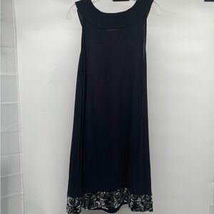 Chic Black Midi Dress with Lace Detail